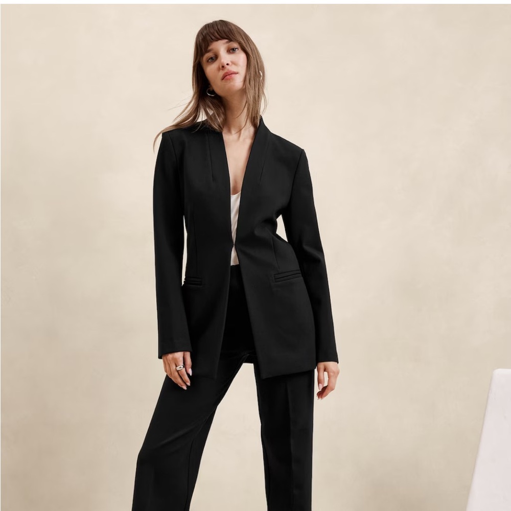 Banana Republic Factory Ponte Collarless Blazer XXS Petite